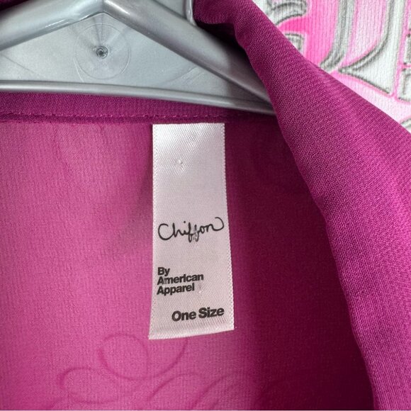 American Apparel chiffon long sleeve cardigan Magenta Button Down Shirt - Picture 6 of 8